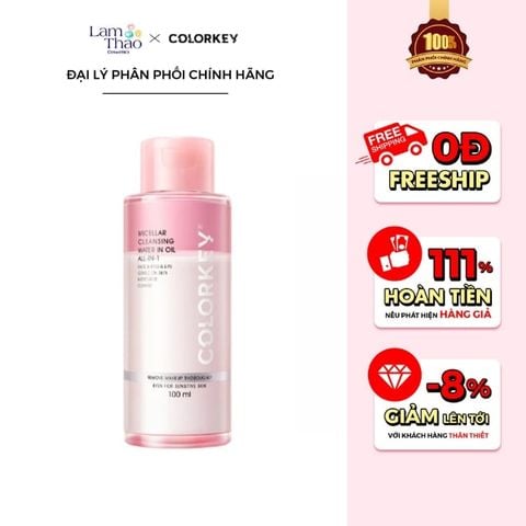  [DEAL SỐC 6.12 - 25.12 MUA HOÁ ĐƠN COLORKEY 499K TẶNG GƯƠNG + SON KEM LÌ] Nước Tẩy Trang 2 Lớp Colorkey Micellar Cleansing Water In Oil All-In-1 