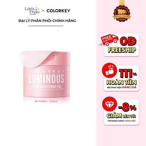  Toner Pad Cấp Ẩm & Dưỡng Sáng Colorkey Luminous Lotus Brightening Pad 