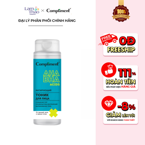  Nước Hoa Hồng Compliment AHA/BHA Acids Mattifying Toner 