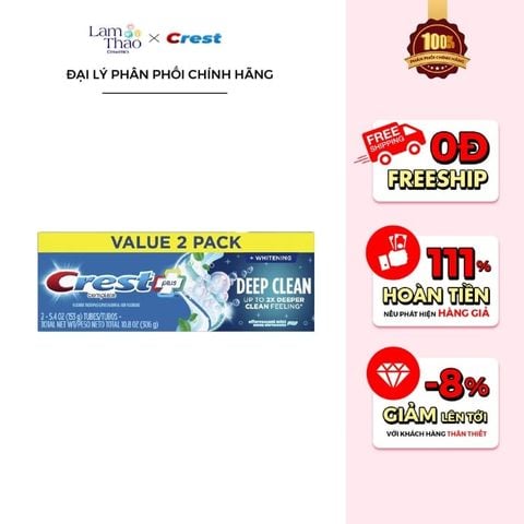  Kem Đánh Răng Crest Plus Deep Clean Anticavity Fluoride Toothpaste 
