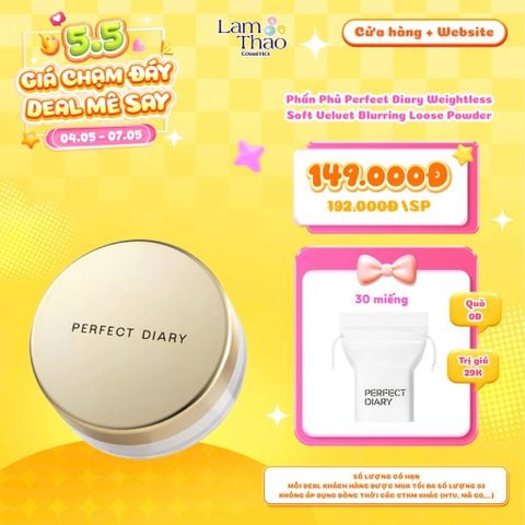  [DEAL SỐC 04.05 - 07.05 TẶNG BTT 30 MIẾNG PERFECT DIARY] Phấn Phủ Perfect Diary Weightless Soft Velvet Blurring Loose Powder 