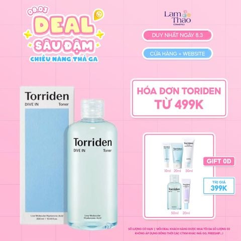  [DEAL SỐC 07.03 - 09.03 MUA HĐ TORRIDEN TỪ 499K TẶNG SET 5 MÓN TRIAL SIZE TORRIDEN] Nước Hoa Hồng Cấp ẩm Phục Hồi Da Torriden Dive In Low Molecular Hyaluronic Acid Toner 