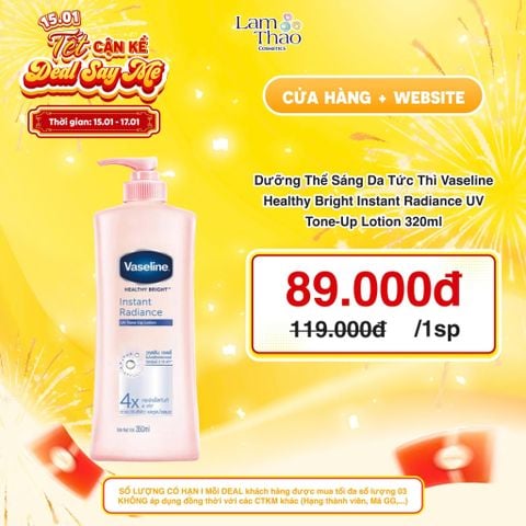  [DEAL SỐC 15.01 - 17.01 SIZE 320ML] Dưỡng Thể Sáng Da Tức Thì Vaseline Healthy Bright Instant Radiance UV Tone-Up Lotion 