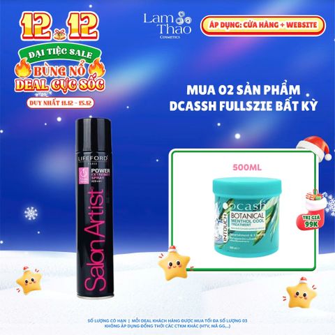  [DEAL SỐC 11.12 - 15.12 MUA 2SP DCASH FULLSIZE BẤT KỲ TẶNG KEM Ủ TÓC MEMTHOL COOL 500ML] Keo Xịt Tạo Kiểu Tóc Mềm Lifeford Paris Salon Aritst Power Extreme Spray 