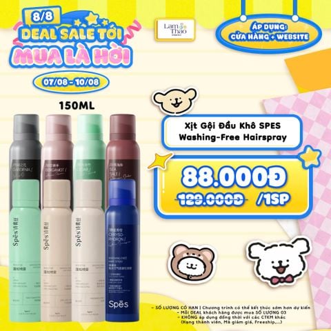  [DEAL 07/8 - 10/8 MUA SIZE 150ML GIÁ SỐC] Xịt Gội Đầu Khô SPES Washing-Free Hairspray 