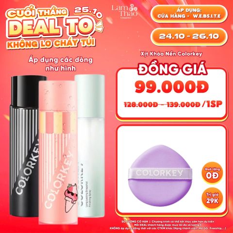  [DEAL SỐC 24.10 - 26.10 SIZE 100ML TẶNG BÔNG MÚT TÍM TÁN NỀN] Xịt Khóa Lớp Trang Điểm Colorkey Airy Soft Matte Makeup Setting Spray 