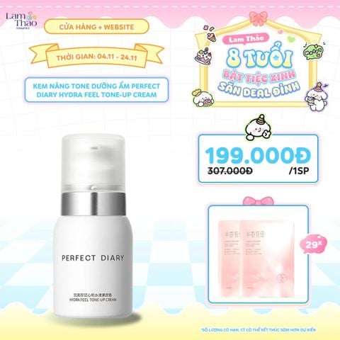  [DEAL SỐC 4.11 - 24.11 TẶNG 02 MẶT NẠ LITTLE DREAM GARDEN] Kem Dưỡng Ẩm Nâng Tone Mỏng Nhẹ Perfect Diary Hydra Feel Tone-Up Cream 