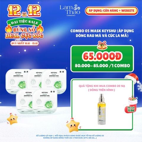  [DEAL SỐC 11.12 - 15.12] [ MUA 20 MASK TẶNG NƯỚC CÂN BẰNG KEYSHU] Mặt Nạ Sợi Xơ Rau Má Cấp Ẩm Keyshu Centella Fiber Bio Essence Mask 