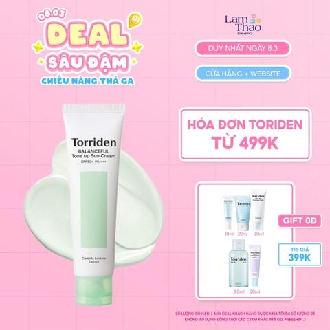  [DEAL SỐC 07.03 - 09.03 MUA HĐ TORRIDEN TỪ 499K TẶNG SET 5 MÓN TRIAL SIZE TORRIDEN] Kem Chống Nắng Nâng Tone Torriden Balanceful Tone Up Sun Cream SPF50+ PA++++ 