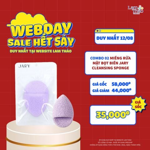  [DEAL WEB: DUY NHẤT 12/8 COMBO 2 MIẾNG RỬA MẶT JARY GIÁ SỐC] Miếng Rửa Mặt Bọt Biến Jary Cleansing Sponge 