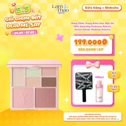  [DEAL SỐC 04.05 - 07.05 TẶNG GƯƠNG + NTT COLORKEY 100ML] Bảng Phấn Trang Điểm Cho Mặt Và Mắt Colorkey Embrace Nature Seven-Shade Makeup Palette 
