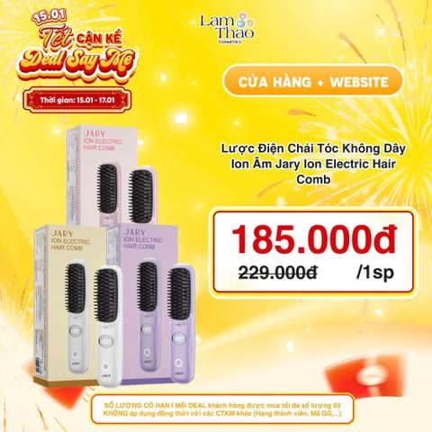  [DEAL SỐC 15.01 - 17.01] Lược Điện Chải Tóc Không Dây Ion Âm Jary Ion Electric Hair Comb 