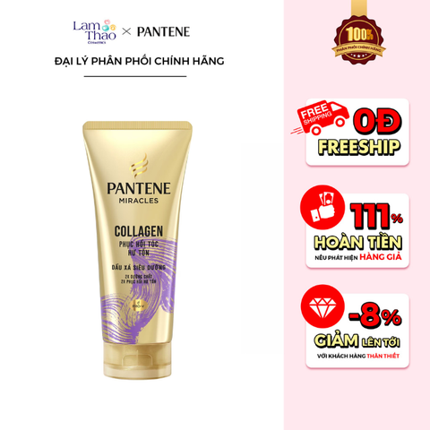  Dầu Xả Ngăn Rụng Tóc & Phục Hồi Hư Tổn Pantene 3 Minute Miracle Collagen Repair Intensive Serum Conditioner 