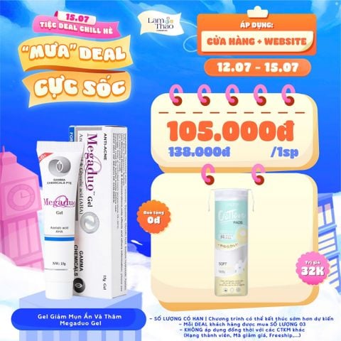  [DEAL 12/7 - 15/7 GIÁ SỐC TẶNG 1 BÔNG TT LML TOP 80M] Gel Giảm Mụn Ẩn Và Thâm Megaduo Gel 