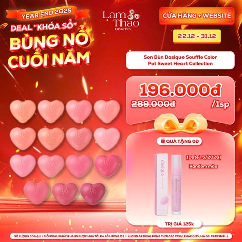  [DEAL SỐC 22.12 - 31.12 TẶNG 01 SON TINT DASIQUE MÀU 06] Son Bùn Dasique Souffle Color Pot Sweet Heart Collection 
