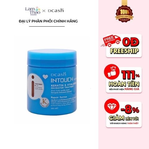  [DUY NHẤT CH: DEAL SỐC 10.11 - 24.11 MUA HOÁ ĐƠN DCASH + JUNO 299K TẶNG KEM Ủ TÓC 500ML] Kem Ủ Tóc Dcash Intouch Keratin & Hyaluron Recreator Treatment 