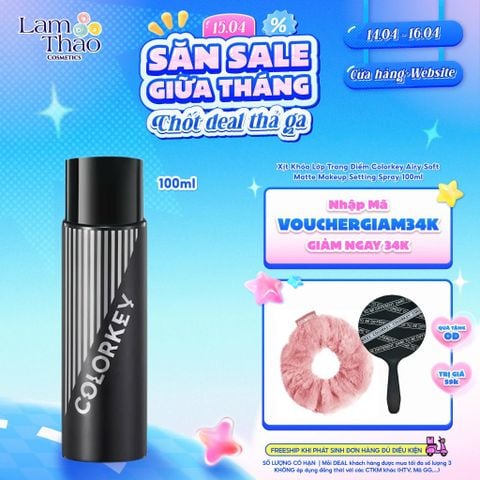  [DEAL SỐC 14.04 - 16.04 MUA SIZE 100ML TẶNG CỘT TÓC + GƯƠNG COLORKEY MINI] Xịt Khóa Lớp Trang Điểm Colorkey Airy Soft Matte Makeup Setting Spray 