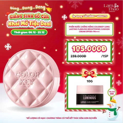  [DEAL SỐC 6.12 - 25.12 TẶNG MẶT NẠ ĐẤT SÉT COLORKEY 10G] [MUA HOÁ ĐƠN COLORKEY 499K TẶNG GƯƠNG + SON KEM LÌ] Phấn Nước Chống Nắng Colorkey Long Lasting Flawless Brightening Cushion Cream SPF50+ PA++++ 