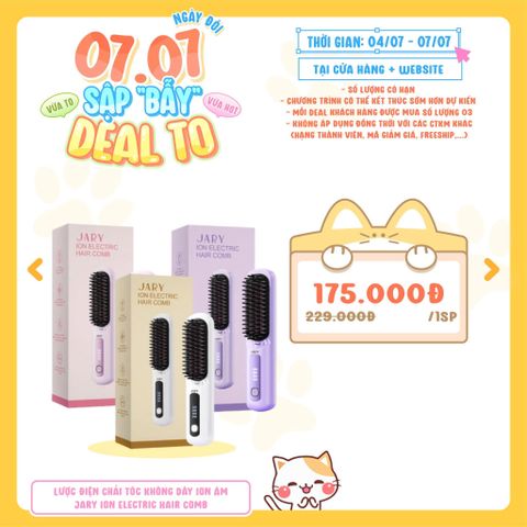  [DEAL 04/7 - 07/7 GIÁ SỐC] Lược Điện Chải Tóc Không Dây Ion Âm Jary Ion Electric Hair Comb 