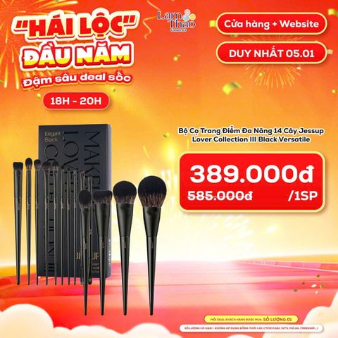  [FLASH SALE 05.01 KHUNG 18H - 20H] Bộ Cọ Trang Điểm Đa Năng 14 Cây Jessup Lover Collection III Black Versatile 