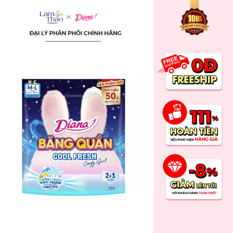  Băng Vệ Sinh Diana Dạng Quần Cool Fresh 2 + 1 Miếng 
