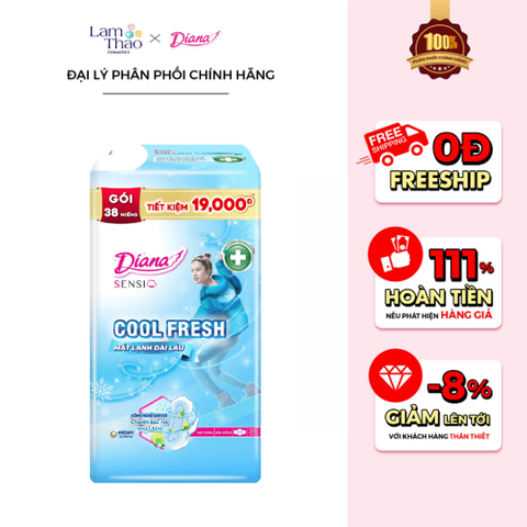  Băng Vệ Sinh Mát Lạnh Siêu Mỏng Có Cánh Diana Sensi Cool Fresh 