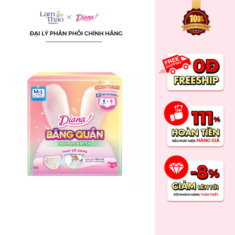  Băng Vệ Sinh Diana Dạng Quần Double Fresh 6 Miếng 