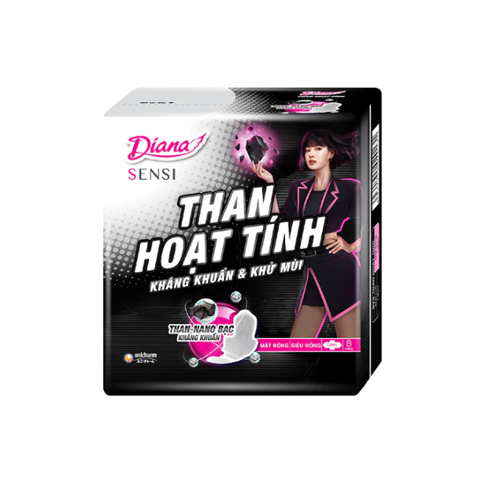  Băng Vệ Sinh Than Hoạt Tính Siêu Mỏng Có Cánh Diana Sensi 