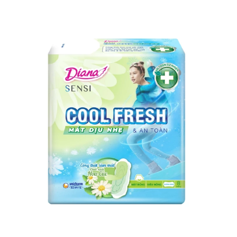  Băng Vệ Sinh Mát Dịu Siêu Mỏng Không Cánh Diana Sensi Cool Fresh 