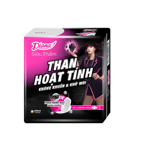  Băng Vệ Sinh Siêu Thấm Than Hoạt Tính Siêu Mỏng Có Cánh Diana 
