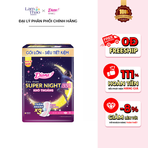  Băng Vệ Sinh Siêu Thấm Ban Đêm Diana Supernight 35cm 