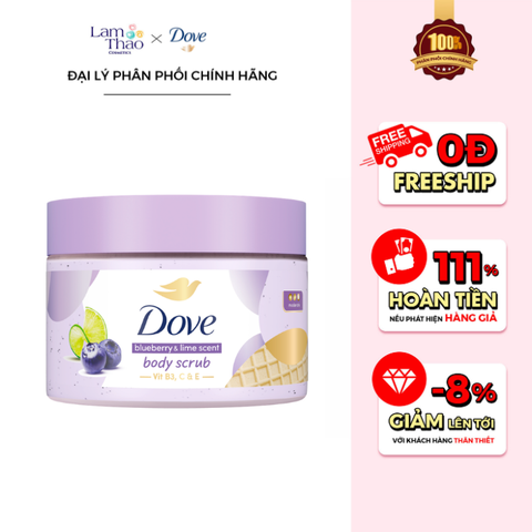  [KHÔNG ÁP DỤNG HTV] Tẩy Tế Bào Chết Body Hương Việt Quất Dove Blueberry & Lime Scent Body Scrub 