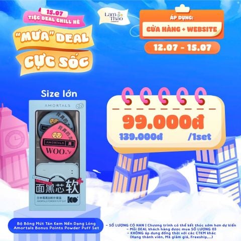  [DEAL 12/7 - 15/7 GIÁ SỐC]  Bộ Bông Mút Tán Kem Nền Dạng Lỏng Amortals Bonus Points Powder Puff Set 
