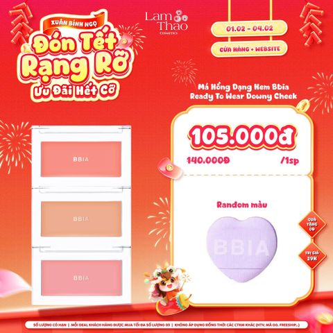  [DEAL SỐC 01.02 - 04.02 TẶNG BÔNG MÚT BBIA] Má Hồng Dạng Kem Bbia Ready To Wear Downy Cheek 