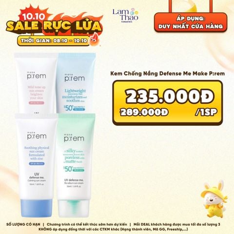 [DEAL SỐC 8.10 - 10.10] Kem Chống Nắng Vật Lý Kiềm Dầu Make P:rem UV Defense Me No Sebum Sun Cream SPF50+ PA++++ 