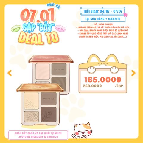  [DEAL 04/7 - 07/7 GIÁ SỐC] Phấn Bắt Sáng Và Tạo Khối Tự Nhiên, Lâu Trôi, Chống Nước Judydoll Highlight & Contour 
