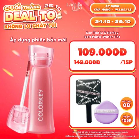  [DEAL SỐC 24.10 - 26.10 TẶNG 01 GƯƠNG COLORKEY + 01 MÚT NỀN COLORKEY] Son Tint Lì Colorkey Soft Matte Water Tint 