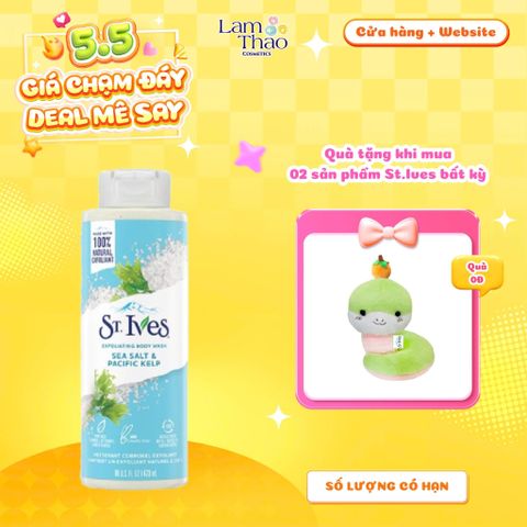  [MUA 2 SP ST.IVES BẤT KỲ TẶNG 01 GẤU BÔNG] Sữa Tắm Loại Bỏ Da Chết St.Ives Purifying Sea Salt & Pacific Kelp Exfoliating Body Wash (Mẫu Mới) 