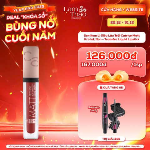 [DEAL SỐC 22.12 - 31.12 TẶNG 01 MASCARA CATRICE] Son Kem Lì Siêu Lâu Trôi Catrice Matt Pro Ink Non - Transfer Liquid Lipstick 