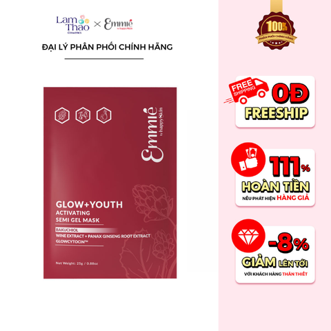  Mặt Nạ Trẻ Hoá Giúp Căng Bóng & Mờ Nhăn Emmié Bukachiol Glow + Youth Activating Semi Gel Mask 