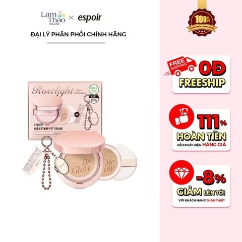 Set Phấn Nước Espoir Be Glow Volume Cushion SPF42+++ Kèm Refil + Móc Khoá Gương Kèm Lược Special Set 