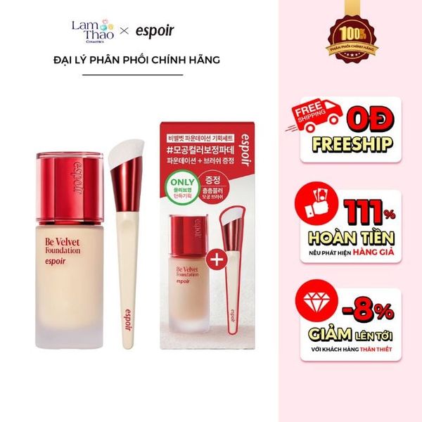 Kem Nền Che Phủ Bền Màu Espoir Be Velvet Foundation 2025 SPF22 PA