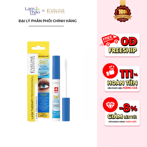  Dưỡng Mi Dài Dày & Giảm Gãy Rụng Eveline 8 In 1 Total Action Lash Therapy 