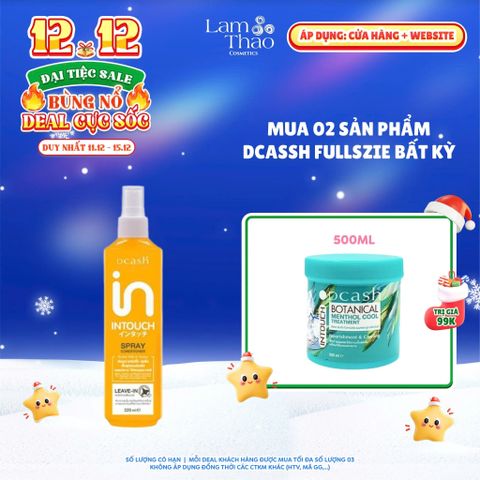  [DEAL SỐC 11.12 - 15.12 MUA 2SP DCASH FULLSIZE BẤT KỲ TẶNG KEM Ủ TÓC MEMTHOL COOL 500ML] Xịt Dưỡng Tóc Dcash Intouch Butter Milk And Honey Spray Conditioner 