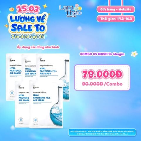  [DEAL SỐC 14.03 - 16.03 COMBO 5 MASK] Mặt Nạ Siêu Tinh Chất Cấp Ẩm Dr Wonjin Hyal Pantenol Fill Air Mask 