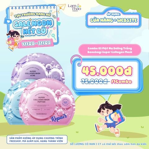  [MUA COMBO 3 MIẾNG/ 45K] Mặt Nạ Dưỡng Trắng Banobagi Super Collagen Mask 