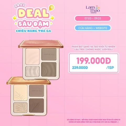  [DEAL SỐC 07.03 - 09.03] Phấn Bắt Sáng Và Tạo Khối Tự Nhiên, Lâu Trôi, Chống Nước Judydoll Highlight & Contour 