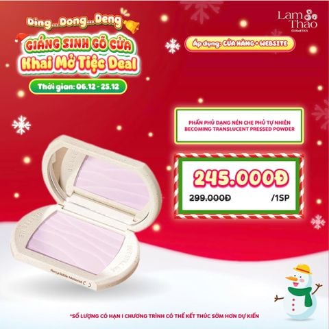  [DEAL SỐC 6.12 - 25.12 MUA HOÁ ĐƠN BECOMING 299K TẶNG SON DƯỠNG MÔI] Phấn Phủ Dạng Nén Che Phủ Tự Nhiên Becoming Translucent Pressed Powder 