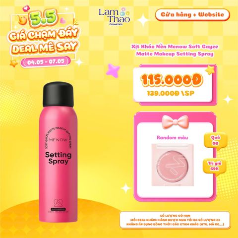  [DEAL SỐC 04.05 - 07.05 TẶNG 01 MÁ HỒNG MENOW] Xịt Khóa Nền Menow Soft Gayze Matte Makeup Setting Spray 