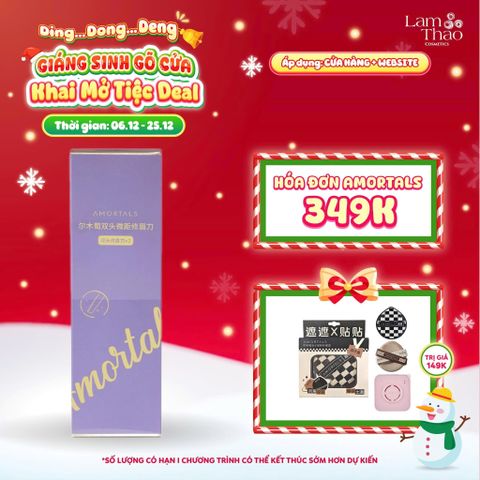  [DEAL SỐC 6.12 - 25.12 MUA HOÁ ĐƠN AMORTALS 349K TẶNG BÔNG MÚT TWIN STAR POWDER PUFF SET]  Bộ Dao Cạo Lông Mày Hai Đầu Amortals Double Head Macro Eyebrow Razor 